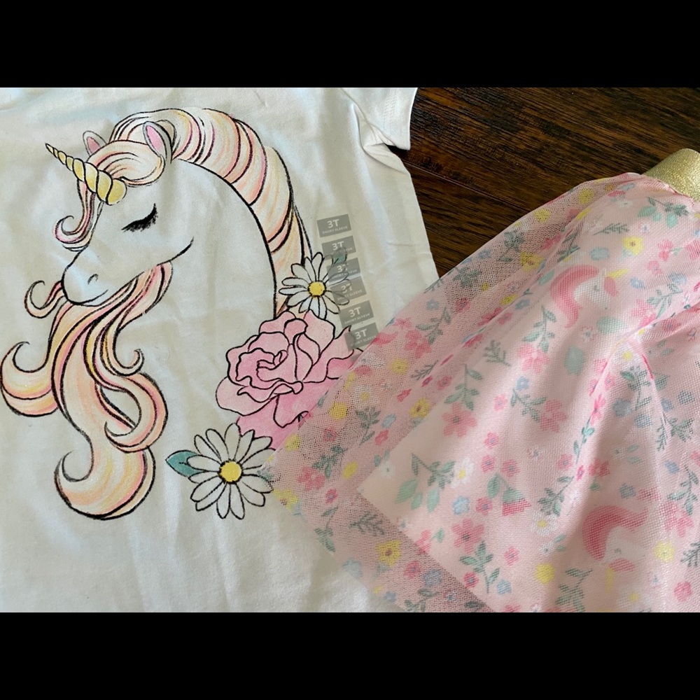 NWT Unicorn skirt and top